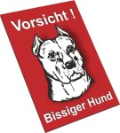 Hinweis und Verbotsaufkleber - Schilder Shop - Schilder und Werbeplanen - Hundewarnschilder Achtung, Vorsicht Hund - Hundeaufkleber und Hundeschilder Shop! - Bullterrier Schild - Vorsicht Bissiger Hund!