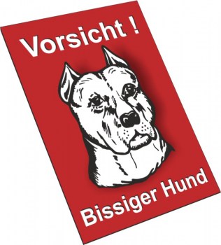 Bullterrier Schild - Vorsicht Bissiger Hund!