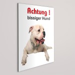 Aufkleber und Dekore - Hinweis und Verbotsaufkleber - Schilder Shop - Schilder und Werbeplanen - Hundewarnschilder Achtung, Vorsicht Hund - Hundeaufkleber und Hundeschilder Shop! -  Schild - Achtung bissiger Hund! American Bulldog