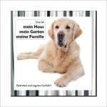 Aufkleber und Dekore - Hinweis und Verbotsaufkleber - Schilder Shop - Schilder und Werbeplanen - Hundewarnschilder Achtung, Vorsicht Hund - Hundeaufkleber und Hundeschilder Shop! - Wachhund Schild - Golden Retriever Schild 