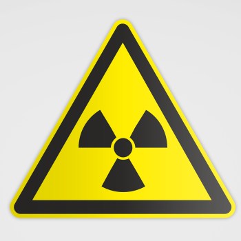 Gefahrenhinweis Schild, Warnaufkleber - Radioaktivität Strahlungen!
