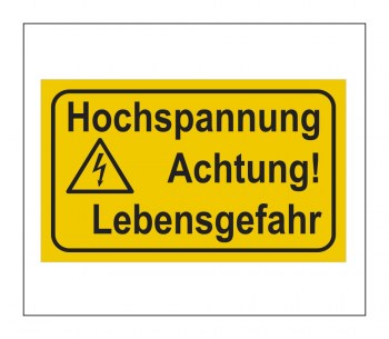 Gefahrenhinweis Schild, Warnaufkleber - Vorsicht Hochspannung!