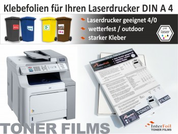 DIN A4 Folien Etiketten für Laserdrucker, wetterfest und starke Haftung