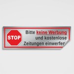 Aufkleber und Dekore - Hinweis und Verbotsaufkleber - Schilder Shop - Schilder und Werbeplanen - Verboten Schilder - Verbotsschilder - Verboten Schilder -  Verbotsaufkleber - 1 Verboten! Bitte keine Werbung einwerfen als Aufkleber oder Schild