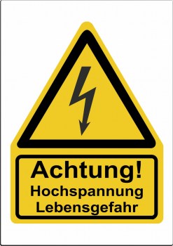 Gefahrenhinweis Schild, Warnaufkleber -Hochspannung Lebensgefahr!