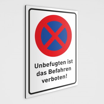 Befahren verboten Schild - Wunschtext wählbar