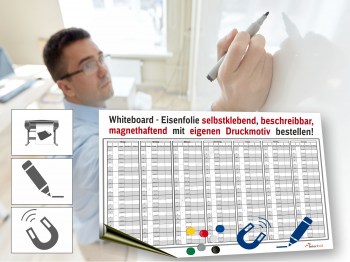 Whiteboard Folie, Eisenfolie selbstklebend, beschreibbar, mit eigenen Druckmotiv bestellen!