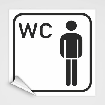 WC Hinweisschild, Herren WC Piktogramm1 aufkleber weiß