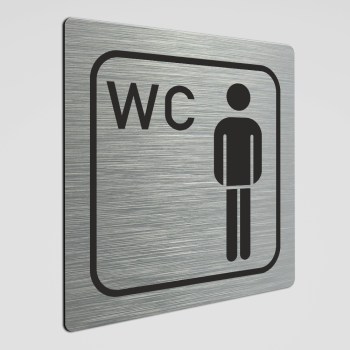 WC Hinweisschild, Herren WC Piktogramm1, Alu silber gebürstet