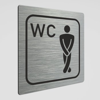 WC Hinweisschild, Herren WC Piktogramm, Alu silber gebürstet