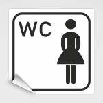Aufkleber und Dekore - Schilder Shop - Schilder und Werbeplanen - Schilder für Gastronomie, Hotels und Einzelhandel - Türaufkleber - Wegweiser für WC, Umkleiden und Duschen - WC Hinweisschild, Damen WC Piktogramm1 aufkleber weiß
