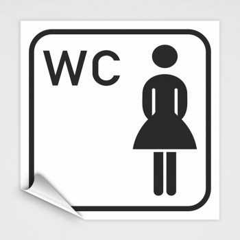 WC Hinweisschild, Damen WC Piktogramm1 aufkleber weiß