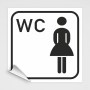 Aufkleber und Dekore - Schilder Shop - Schilder und Werbeplanen - Schilder für Gastronomie, Hotels und Einzelhandel - Türaufkleber - Wegweiser für WC, Umkleiden und Duschen - WC Hinweisschild, Damen WC Piktogramm1 aufkleber weiß