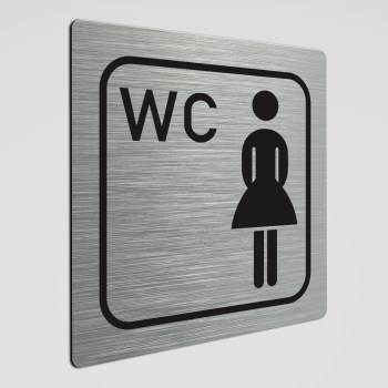 WC Hinweisschild, Damen WC Piktogramm1, Alu silber gebürstet