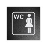 Aufkleber und Dekore - Schilder Shop - Schilder und Werbeplanen - Schilder für Gastronomie, Hotels und Einzelhandel - Türaufkleber - Wegweiser für WC, Umkleiden und Duschen - WC Hinweisschild, Damen WC Aufkleber, Pikt.1 anthrazit gebürstet