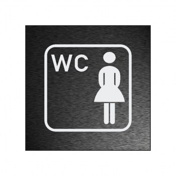 WC Hinweisschild, Damen WC Aufkleber, Pikt.1 anthrazit gebürstet