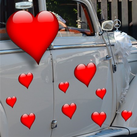 Autoaufkleber - weitere Druckartikel - Herzen aus Magnetfolie Hochzeitsauto Dekoset
