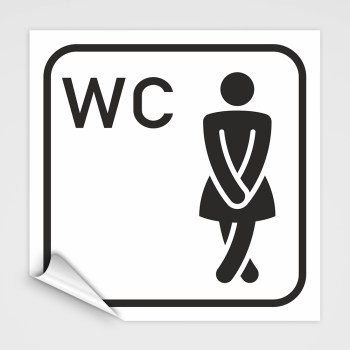 WC Hinweisschild - Damen WC Piktogramm Aufkleber weiß