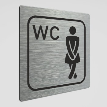 WC Hinweisschild - Damen WC Piktogramm Alu silber gebürstet
