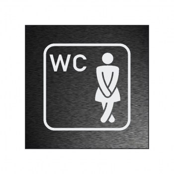 WC Hinweisschild, Damen WC Aufkleber, Pikt.2 anthrazit gebürstet