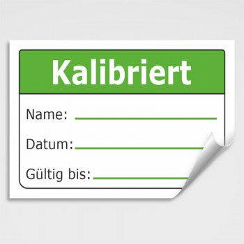 Aufkleber Kalibriert bis: