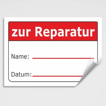 Aufkleber zur Reparatur