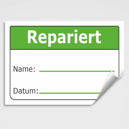 Prüfplaketten und Aufkleber zur Qualitätssicherung - Aufkleber und Prüfetiketten zur Qualitätskontrolle - Aufkleber Repariert