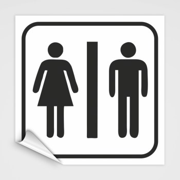 WC Hinweisschild 1,Damen Herren WC Schild-Aufkleber weiß