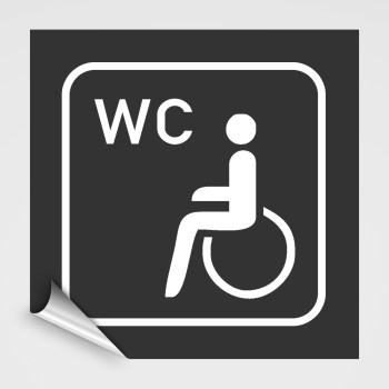 WC Hinweisschild, Behinderten-WC Schild-Aufkleber anthrazit