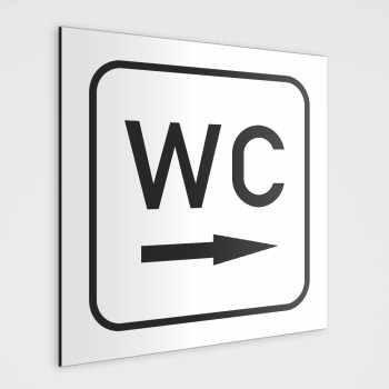 WC Hinweisschild,WC Schild mit Richtungspfeil rechts, weiß