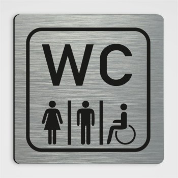 WC Hinweisschild,WC Schild-Toilette, silber Alu gebürstet (Butlerfinish)