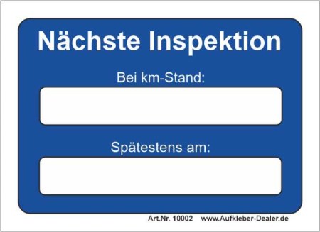 Service KFZ Aufkleber Inspektions-Aufkleber Serviceaufkleber Blau Öl 