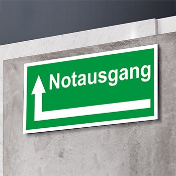 Notausgang rechts abbiegen Schild  - Fluchtwege