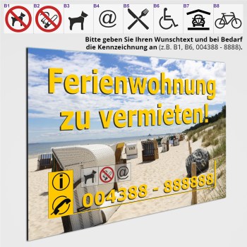 individuelles -Ferienwohnung zu vermieten- Schild