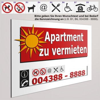 Schild Apartment zu vermieten