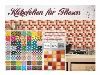 Mosaik Klebefolie Fliesenoptik selbstklebend Vinyl Folie Silber 4er Pack  Fliesenspiegel Wand - Vinyl-24002