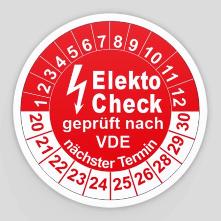 Prüfplaketten Prüfetiketten - Prüfplaketten für elektrische Prüfungen - Prüfplaketten Elektro Geprüft gemäß VDE