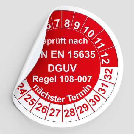 Prüfplaketten Prüfetiketten - Prüfplaketten für elektrische Prüfungen - Prüfplaketten geprüft nach DIN EN 15635 DGUV Regel 108-007