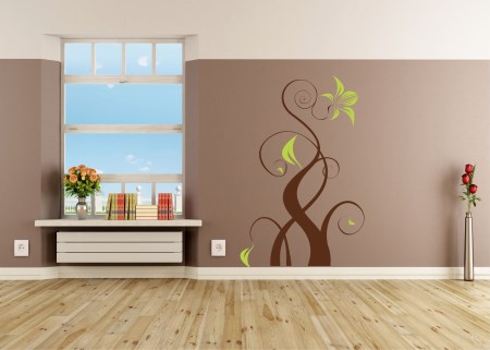 Schöner Wohnen - Wandaufkleber Wandtattoos - Blumen Ranken Ornamente - Wandtattoo für das Wohnzimmer zweifarbig