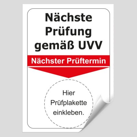 Prüfplaketten Prüfetiketten - Grundplaketten - Grundplakette Nächste Prüfung gemäß UVV