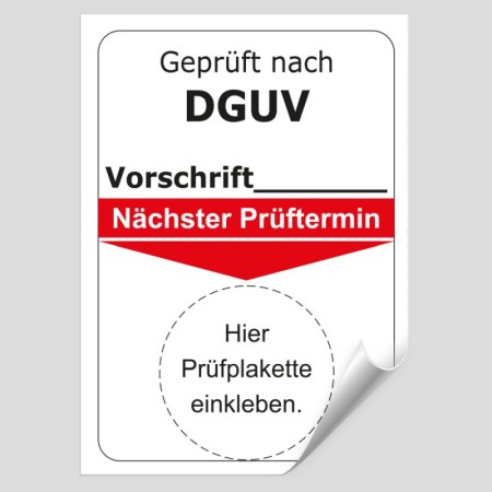 Prüfplaketten Prüfetiketten - Grundplaketten - Grundplakette Geprüft nach DGUV Vorschrift