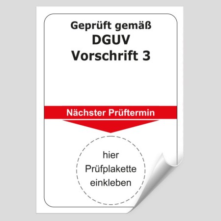 Prüfplaketten Prüfetiketten - Grundplaketten - Grundplakette Geprüft gemäß DGUV  Vorschrift 3