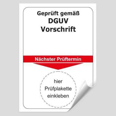Prüfplaketten Prüfetiketten - Grundplaketten - Grundplakette Geprüft gemäß DGUV  Vorschrift