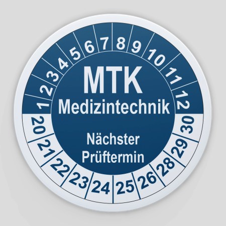 Prüfplaketten Prüfetiketten - Prüfplaketten für Medizin und Labor - Prüfplaketten blau (MTK Medizintechnik)