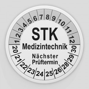 Prüfplaketten Prüfetiketten - Prüfplaketten für Medizin und Labor - Prüfplaketten weiß (STK Medizintechnik)