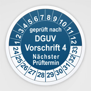 Pr&uuml;fplaketten gepr&uuml;ft nach DGUV Vorschrift 4 blau