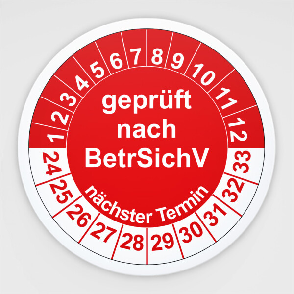 Prüfplaketten „Nächste Wartung“ – UVV, DGUV, TRBS, BGR, ASR, BetrSichV, VDE – Selbstklebend, Rund, D 20-50mm, Diversen Farben, Made In Germany