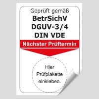 Grundplakette Geprüft gemäß BetrSichV...