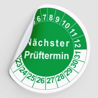Mehrjahrespr&uuml;fplaketten 80 x 25 mm Kabelpr&uuml;fplakette Rollen mit 60 Plaketten Gr&uuml;n