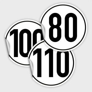 Wiederverwendbar -  im 3er Set Wohnmobil 80,100,110 km/h - Geschwindigkeitsschild nach &sect; 58 StVZO - Saugnapffolie